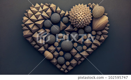 Generative AI, Geometric Heart: A Playful and Precise Arrangement of Shapes 102595747