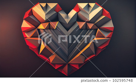 Generative AI, Geometric Heart: A Playful and Precise Arrangement of Shapes 102595748