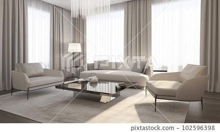 Contemporary Chic: Modern Minimalist Living Room, Generative AI Contemporary Chic: Modern Minimalist Living Room, Generative AI 102596398