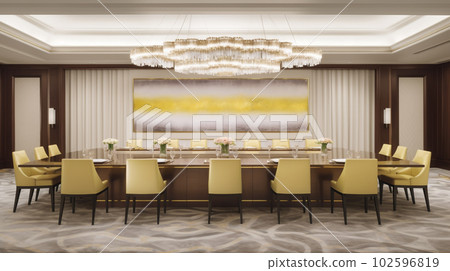 Timeless Elegance: Dining Room with Table, Upholstered Chairs, and Chandelier, Generative AI Timeless Elegance: Dining Room with Table, Upholstered Chairs, and Chandelier, Generative AI 102596819