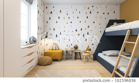 Adventurous Haven: Playful and Colorful Kid's Room, Generative AI 102596836