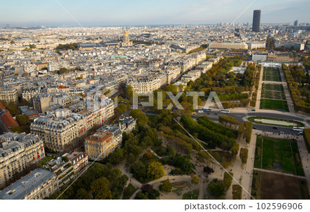 Paris with Champ de Mars and Hotel des Invalides from Eiffel Tower 102596906