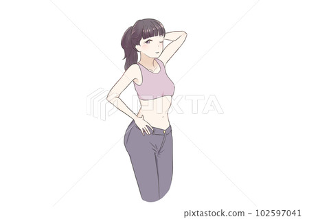 Woman exercising to stay healthy and slim 102597041