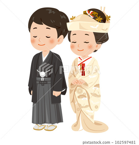 Bride and groom Japanese hair style 102597481