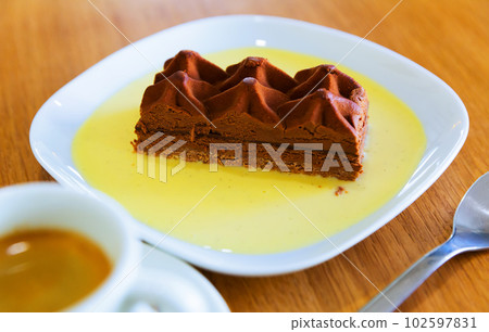 Piece of chocolate cake Piece of chocolate cake 102597831