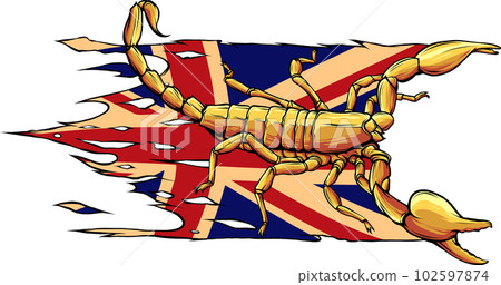 vector illustration of Scorpion with united kingdom flag 102597874
