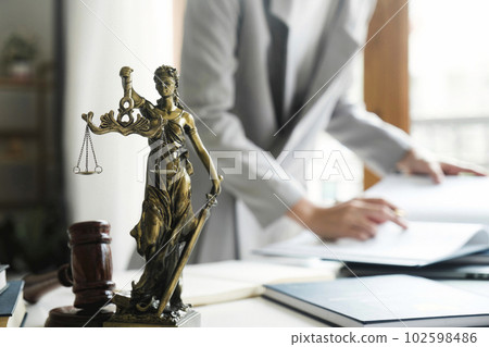 Business woman in suit or lawyer working on a documents. 102598486