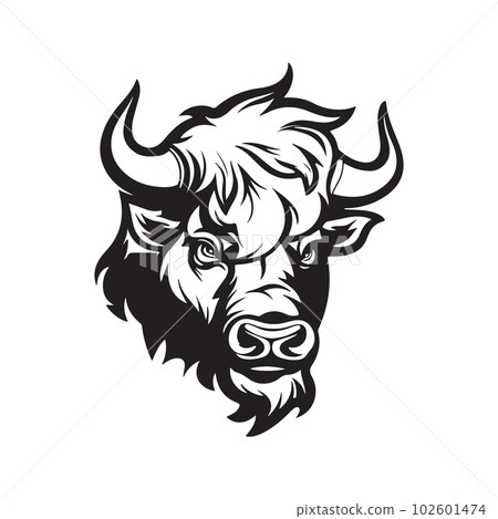 bison head, vector concept digital art, hand drawn illustration bison head, vector concept digital art, hand drawn illustration 102601474
