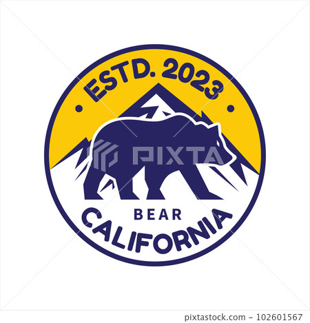 Vintage California mountain bear badge, sticker, label logo design 102601567