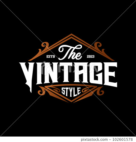 Logo design Badge Design Classic Retro Vintage Style, Vintage framed logo. Antique labels. 102601578