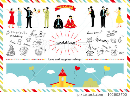 Illustration material collection that is easy to use for weddings Illustration material collection that is easy to use for weddings 102602700