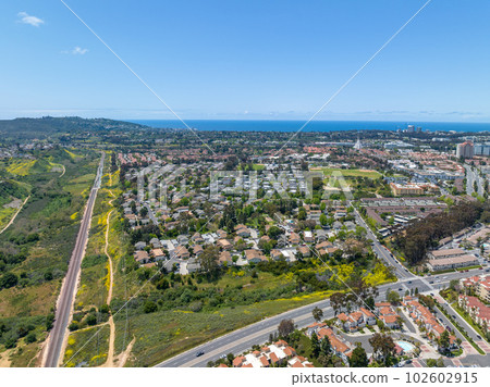 Aerial view of over San Diego and ocean on the background, California, USA Aerial view of over San Diego and ocean on the background, California, USA 102602915