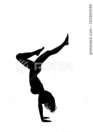 Silhouette of a sexy pole dancer isolated on white Silhouette of a sexy pole dancer isolated on white 102604584