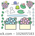 Rainy Season Set Hydrangea Frog Snail 102605583