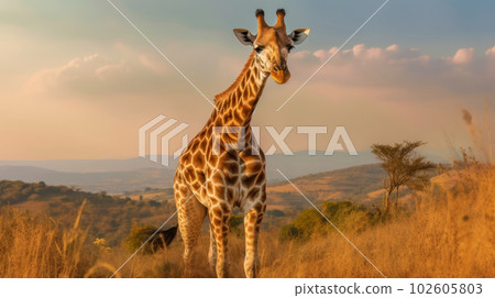 Giraffe natural background. Illustration AI Generative 102605803
