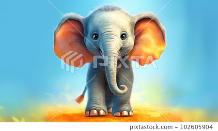 Cute little cartoon elephant - generative AI, AI generated Cute little cartoon elephant - generative AI, AI generated 102605904