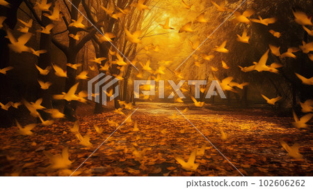Autumn fall leaves background. Illustration AI Generative 102606262