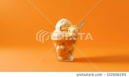 Caramel ice cream. Illustration AI Generative 102606269