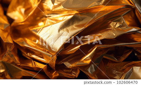 Golden Crinkled Foil Pattern Illustration AI Generative Golden Crinkled Foil Pattern Illustration AI Generative 102606470