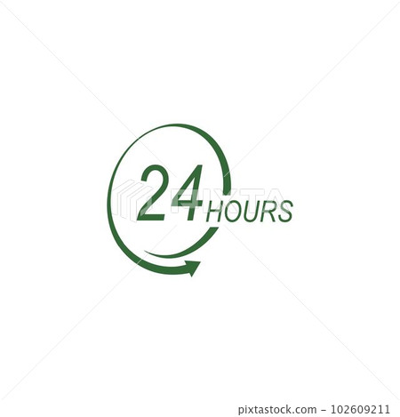 sign of 24 clock arrow hours logo sign of 24 clock arrow hours logo 102609211