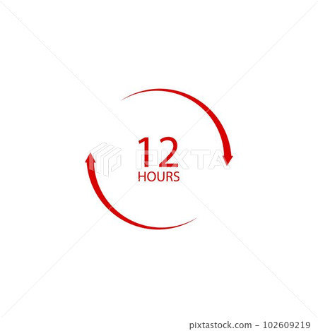 sign of 12, 24, 48 and 72 clock arrow hours logo sign of 12, 24, 48 and 72 clock arrow hours logo 102609219