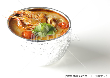 Shoot Tom Yum Goong, one of the world's three major soups, against a white background Shoot Tom Yum Goong, one of the world's three major soups, against a white background 102609424