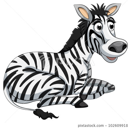 A Zebra in a Lying Position Cartoon Character 102609918