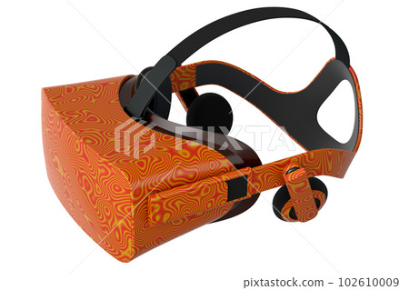 Realistic virtual reality glasses with seamless wavy pattern on white background Realistic virtual reality glasses with seamless wavy pattern on white background 102610009