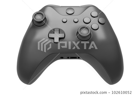 Realistic video game joystick with black chrome texture isolated on white Realistic video game joystick with black chrome texture isolated on white 102610052