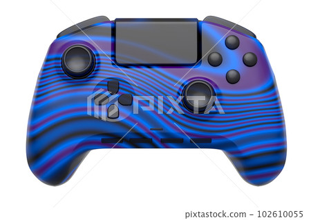 Realistic video game joystick with seamless wavy pattern on white background 102610055
