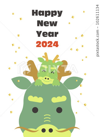Dragon year's card template vector parent and child cute sexagenary cycle Dragon year's card template vector parent and child cute sexagenary cycle 102611134