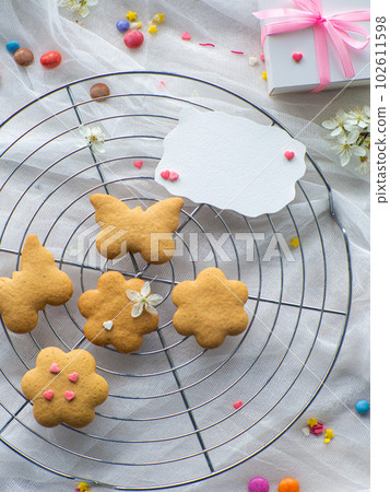 Mothers Day cookies decorating with space for text Mothers Day cookies decorating with space for text 102611598