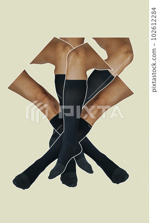 collage of legs wearing compression socks 102612284