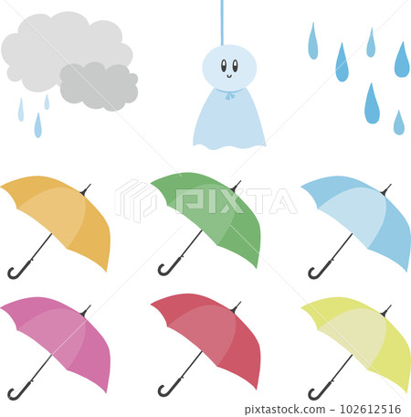 Umbrella and Rain and Teruteru Boy Umbrella and Rain and Teruteru Boy 102612516