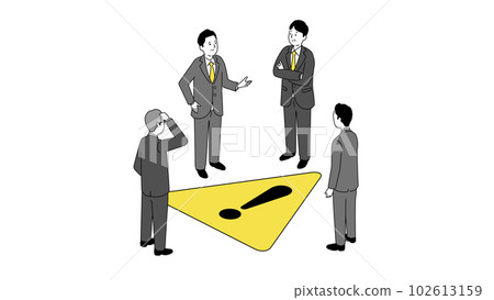 業務團隊談論風險的插圖，矢量 102613159