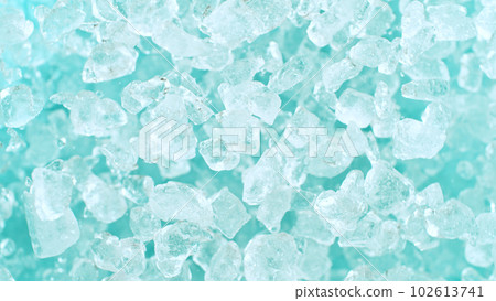 Super slow motion of rotating ice cubes, top view shot 102613741