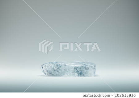 3d presentation pedestal made of ice on white background 102613936