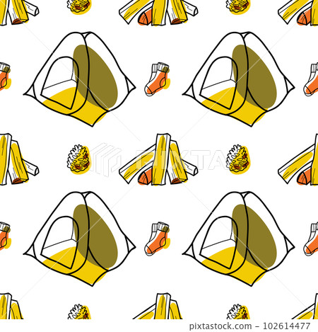 Seamless pattern flat drawings of hiking, camping vector Seamless pattern flat drawings of hiking, camping vector 102614477