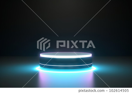 Futuristic Blank Podium for Product Display, 3D Rendering Pedestal. created with Generative AI 102614505