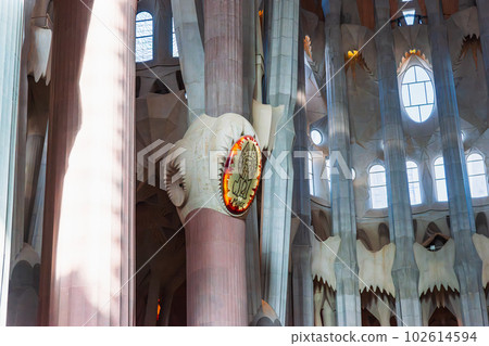 在大教堂裡面的西班牙Sagrada Familia 102614594
