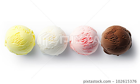 Single scoop of ice cream on white background. created with Generative AI Single scoop of ice cream on white background. created with Generative AI 102615376