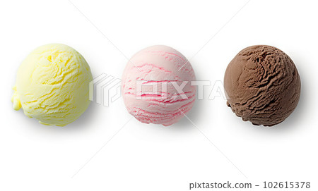 Single scoop of ice cream on white background. created with Generative AI Single scoop of ice cream on white background. created with Generative AI 102615378