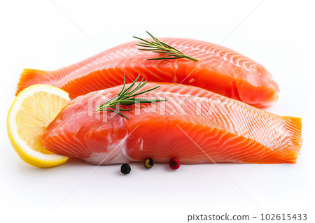 Fresh Red Fish on White Background. created with Generative AI Fresh Red Fish on White Background. created with Generative AI 102615433