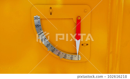 Photo of angle indicator of boom mobile telescopic crane, located at the base of main boom. Photo of angle indicator of boom mobile telescopic crane, located at the base of main boom. 102616218
