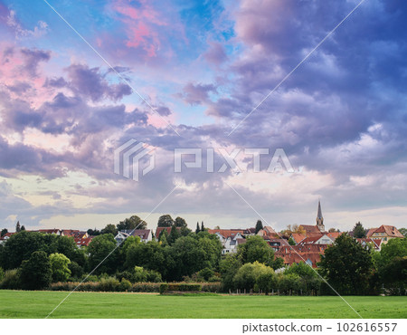 Freiberg am Neckar On the Sunset. Small European town in Baden Wurttemberg, Germany, Europe. Nekar river, southwestern Germany Freiberg am Neckar On the Sunset. Small European town in Baden Wurttemberg, Germany, Europe. Nekar river, southwestern Germany 102616557