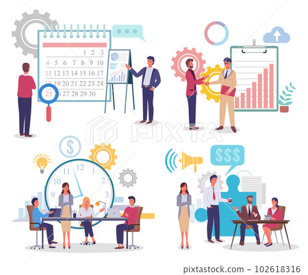 Office workers, workflow. Finance, consulting, conclude contract. Managers, employees, partners 102618316