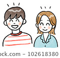 Smiling male and female couple 102618380