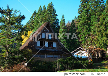 富山縣南都市相倉合掌村：晚秋晨霧中的合掌造 102618754