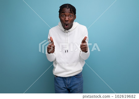 smiling african young brunette man showing like smiling african young brunette man showing like 102619682