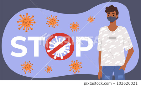 Indian boy is using a mask. Male character on self-isolation during quarantine due to covid-19 Indian boy is using a mask. Male character on self-isolation during quarantine due to covid-19 102620021